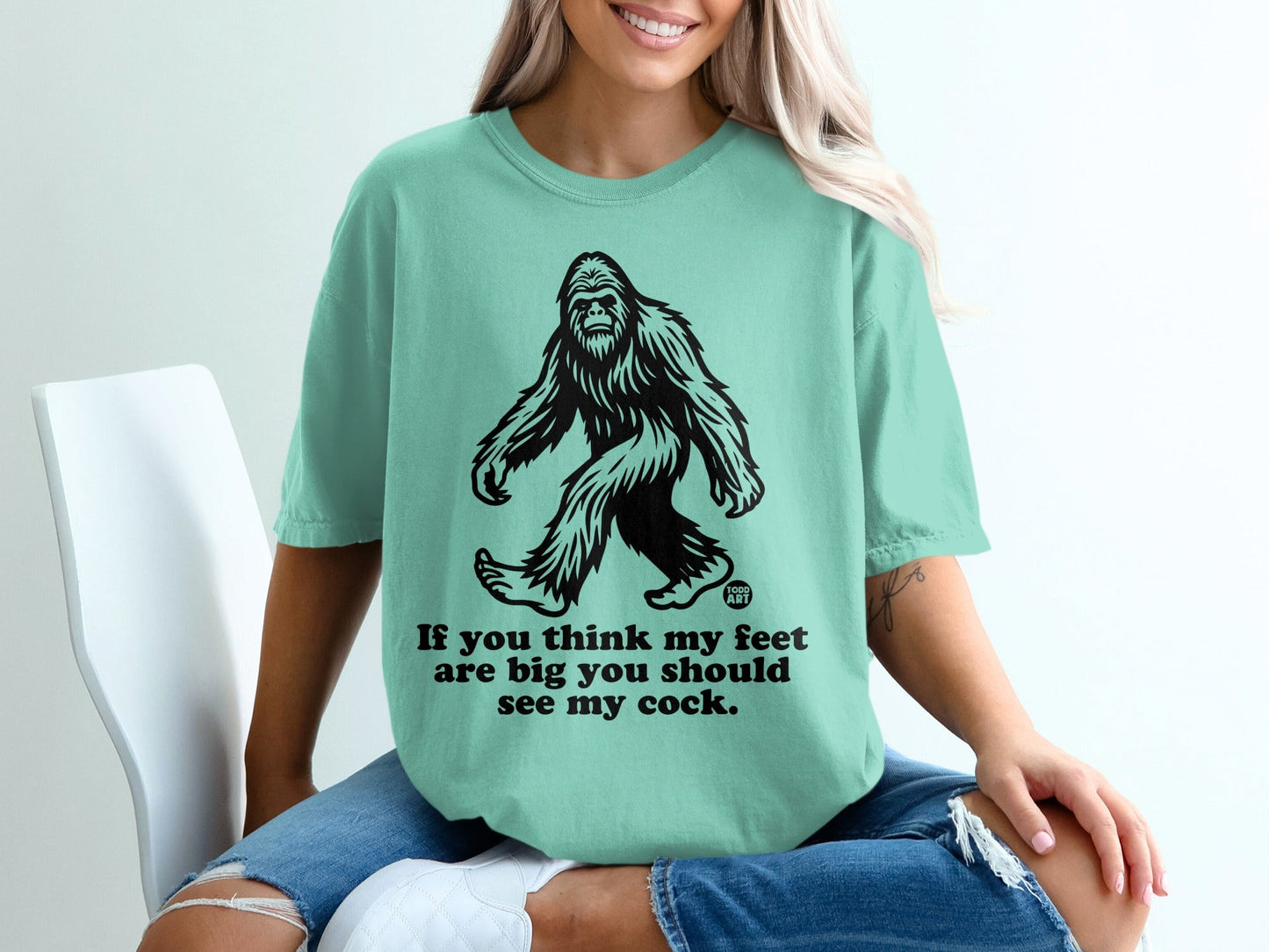 Funny Bigfoot T-Shirt with Humorous Quote for Sale