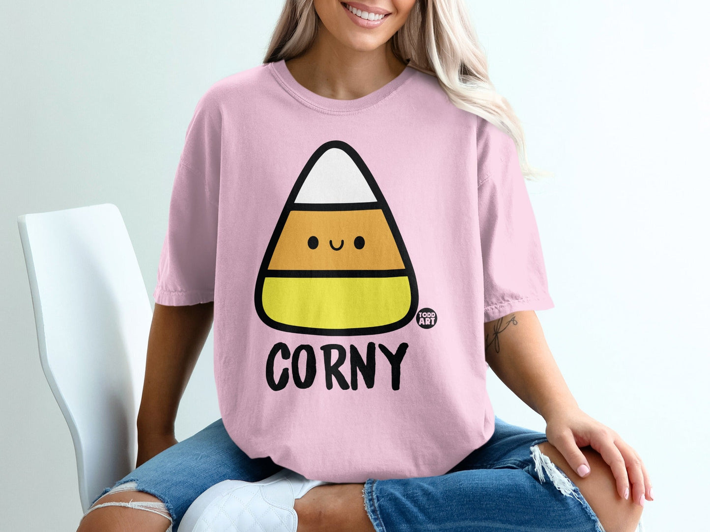 Cute Corny Candy Corn Face Graphic T-Shirt