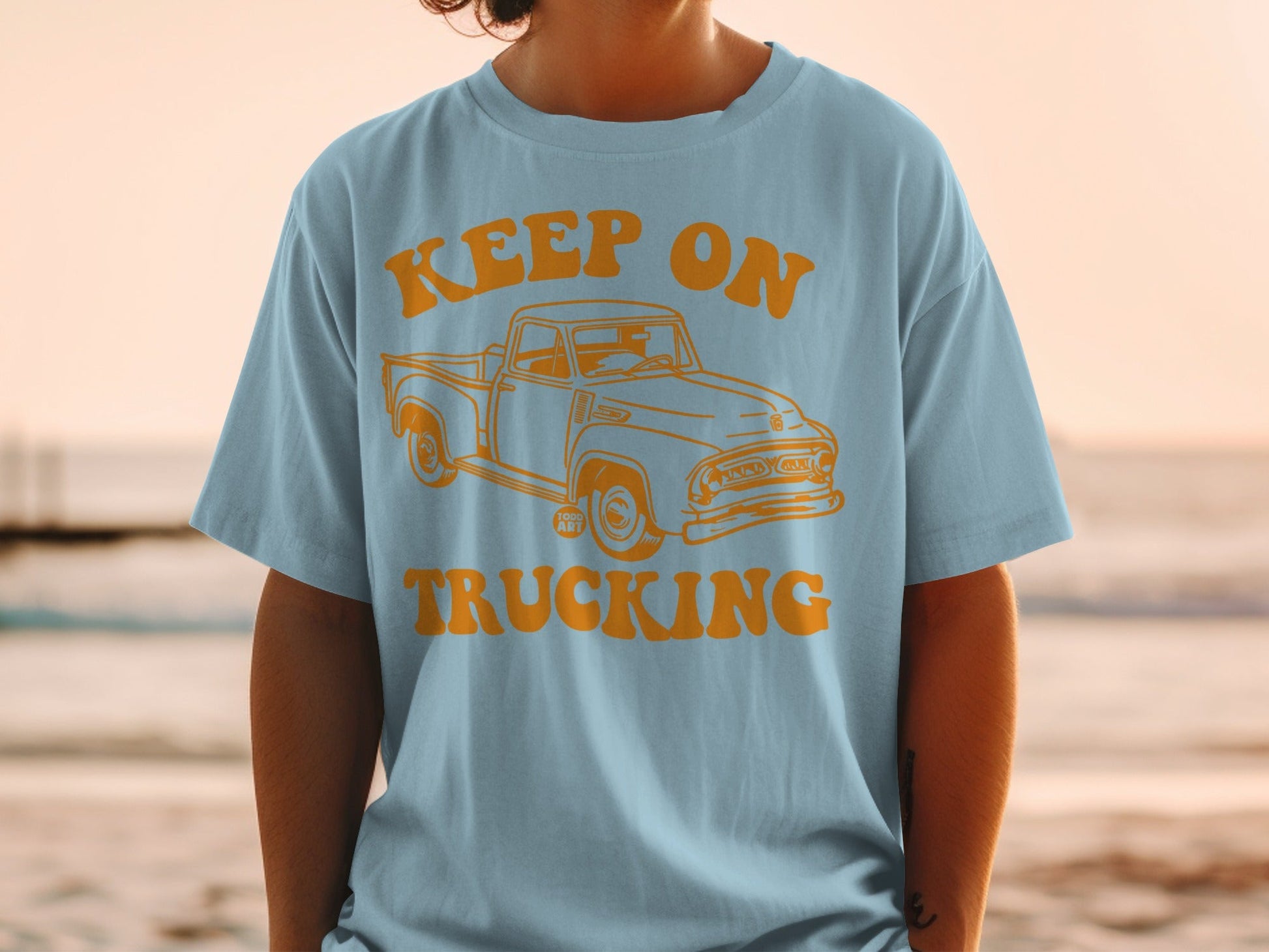 Keep On Trucking Graphic Design T-shirt