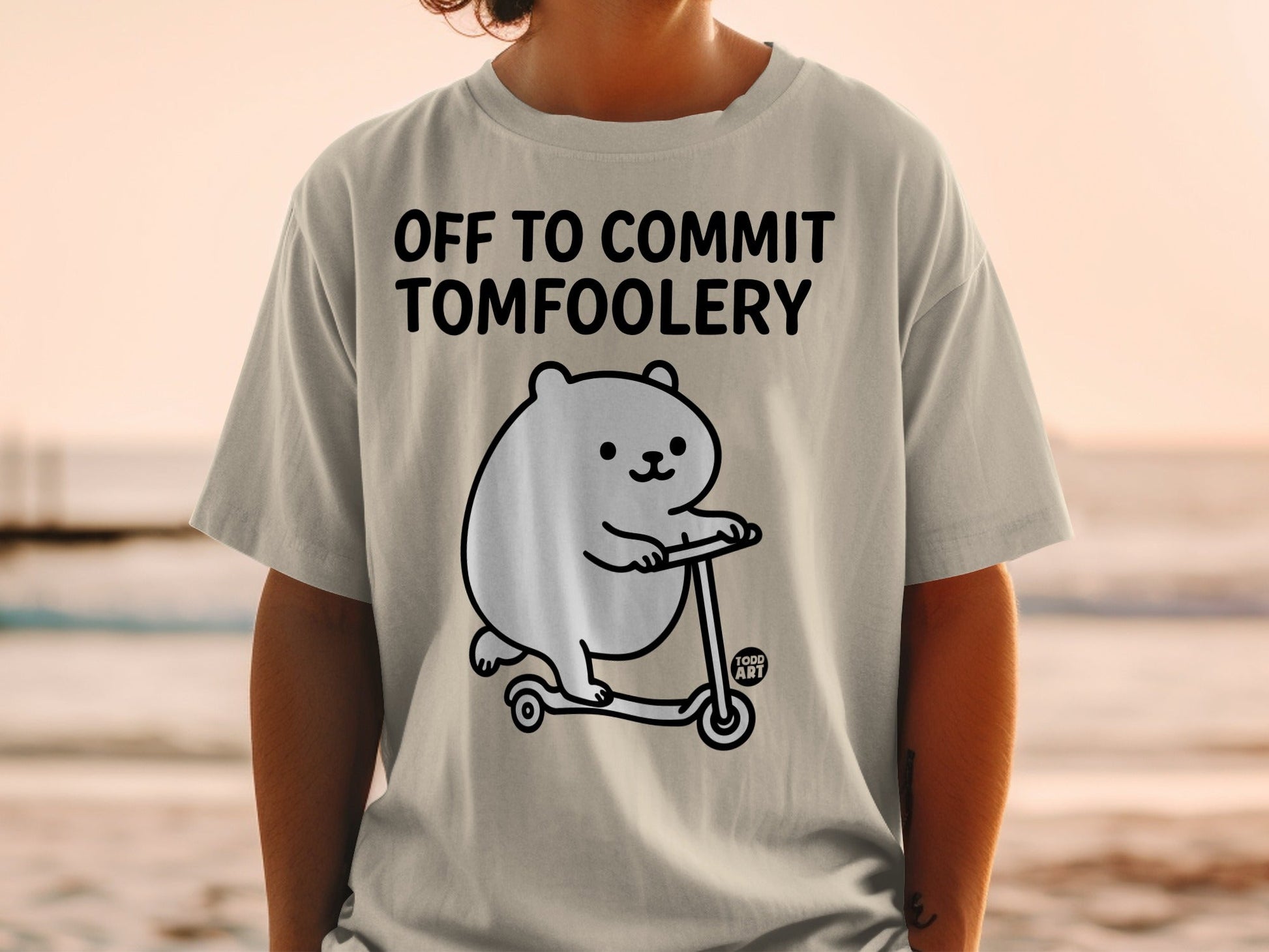 Off to Commit Tomfoolery Bear on Scooter Shirt