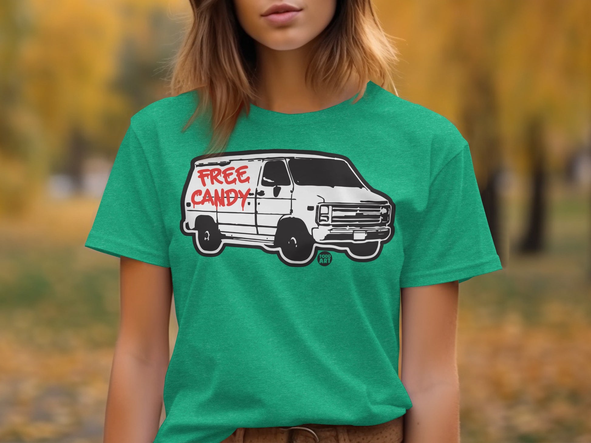 Funny Free Candy Van Graphic Tee Shirt