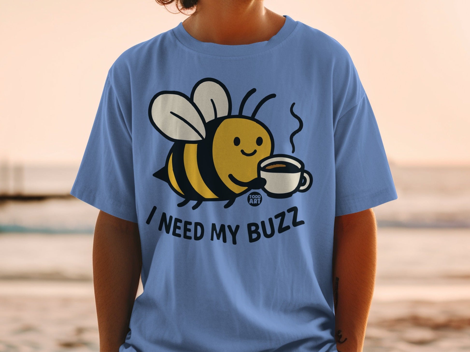 I Need My Buzz Bee Graphic Shirt Fun Coffee Lover Tee