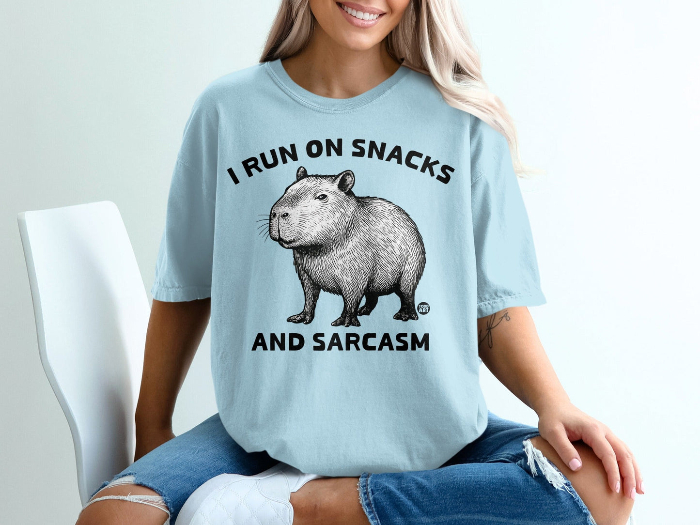 I Run on Snacks and Sarcasm Funny Capybara T-shirt