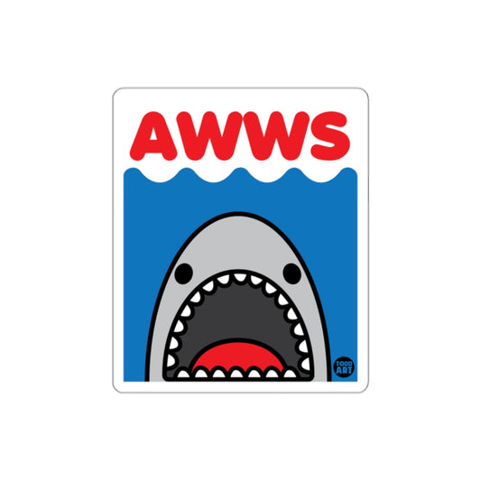 Funny Shark with AWWS Message Design Print sticker