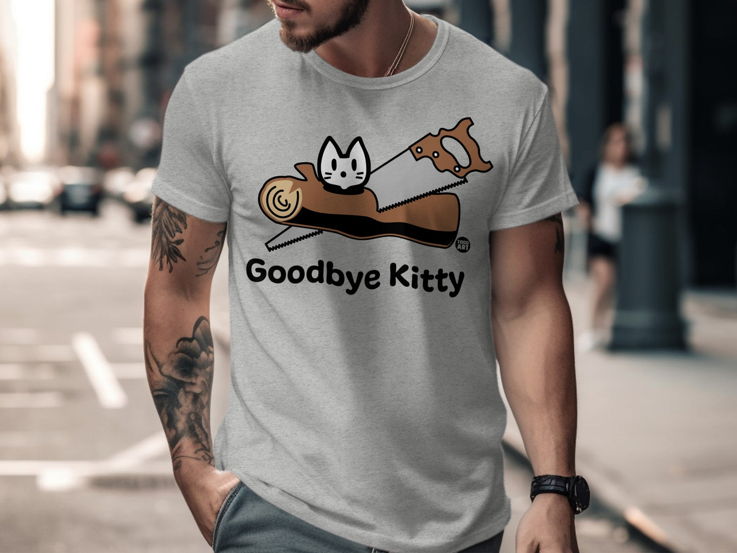 Playful Goodbye Kitty T-Shirt Graphic Design