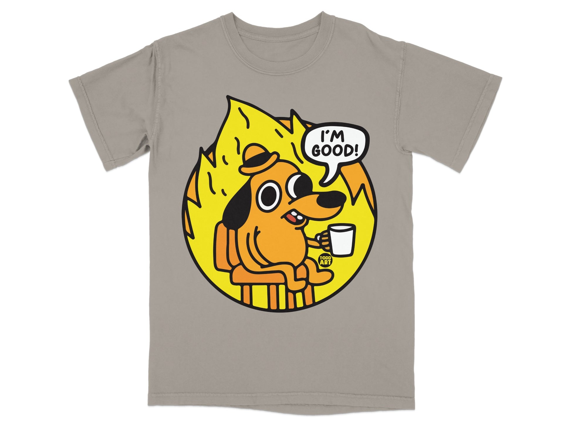 I'm Good Dog Cartoon Fire Graphic T-shirt