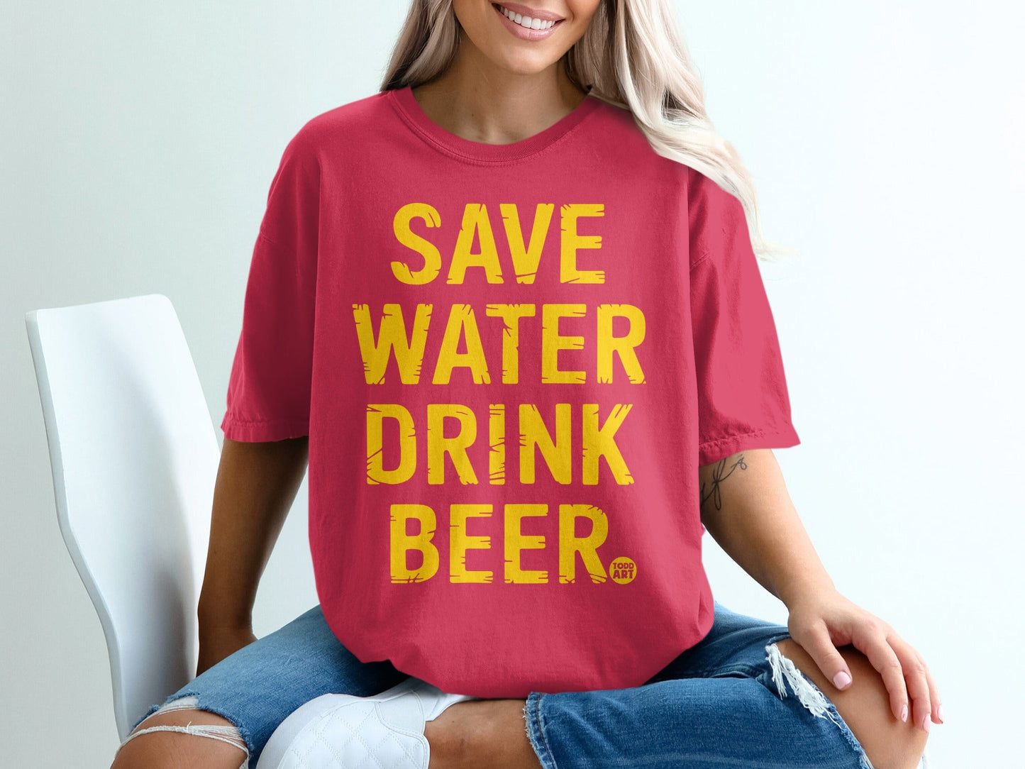 Save Water Drink Beer Graphic T-shirt for Casual Wear