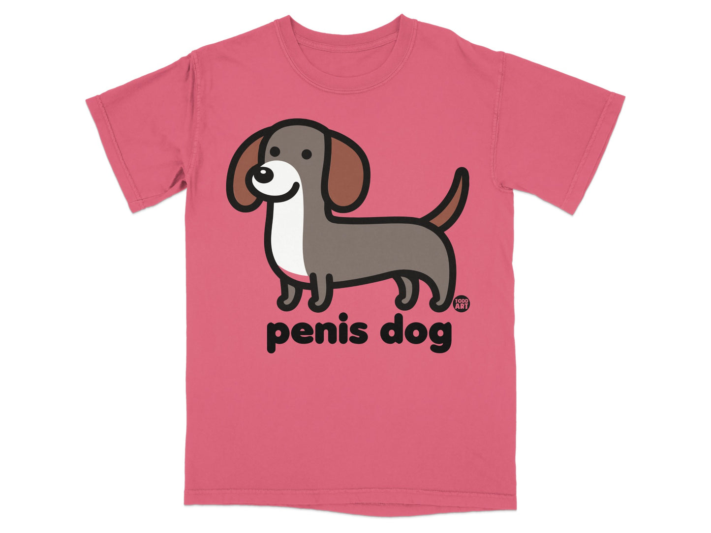 Cute Cartoon Wiener Dog Printed Graphic Tee
