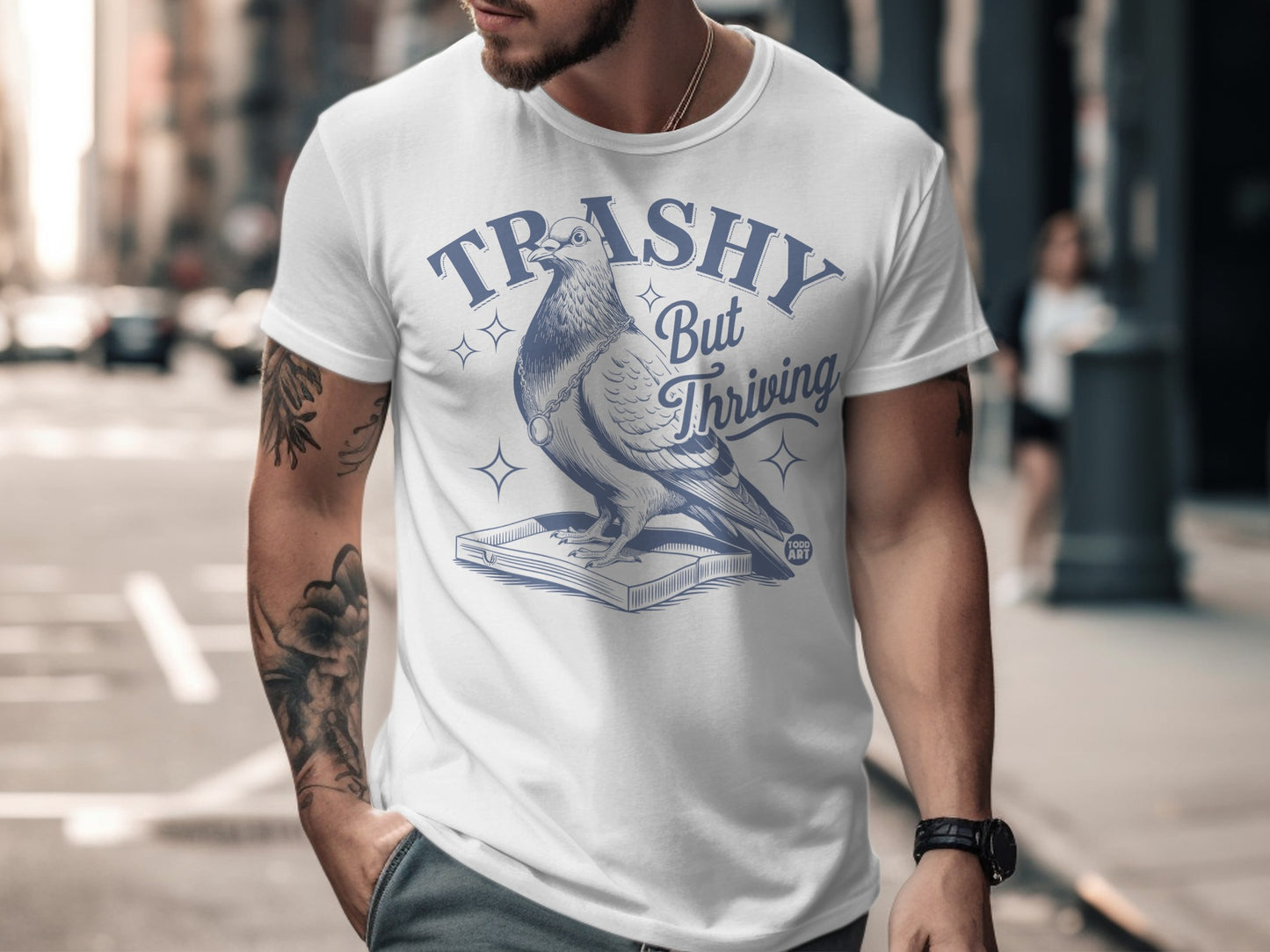 Trashy But Thriving Pigeon Art Graphic T-shirt