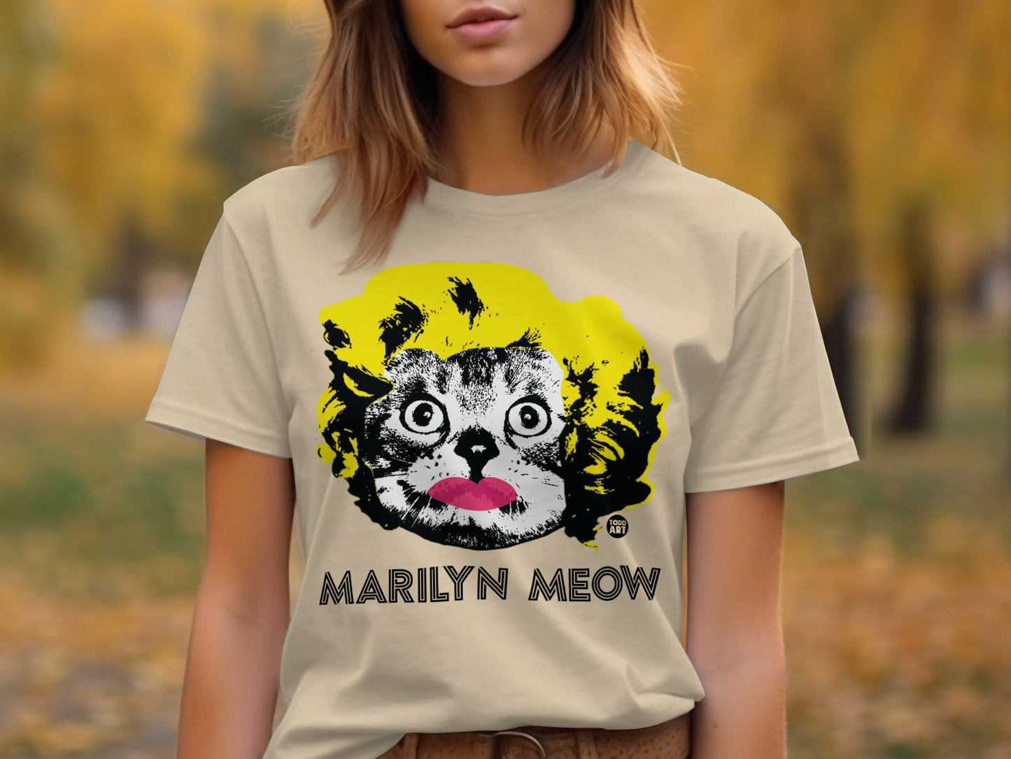 Marilyn Meow Cat Graphic Art Fashion Tee Shirt