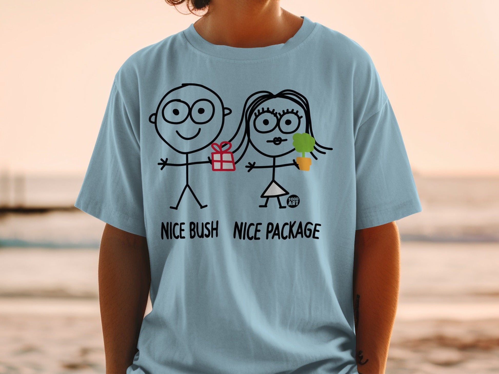 Nice Bush Nice Package Funny Stick Figure T-Shirt