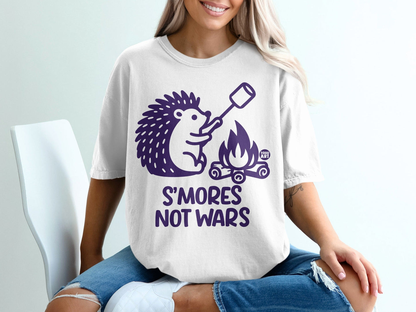 Hedgehog S'mores Not Wars Campfire Graphic Tshirt