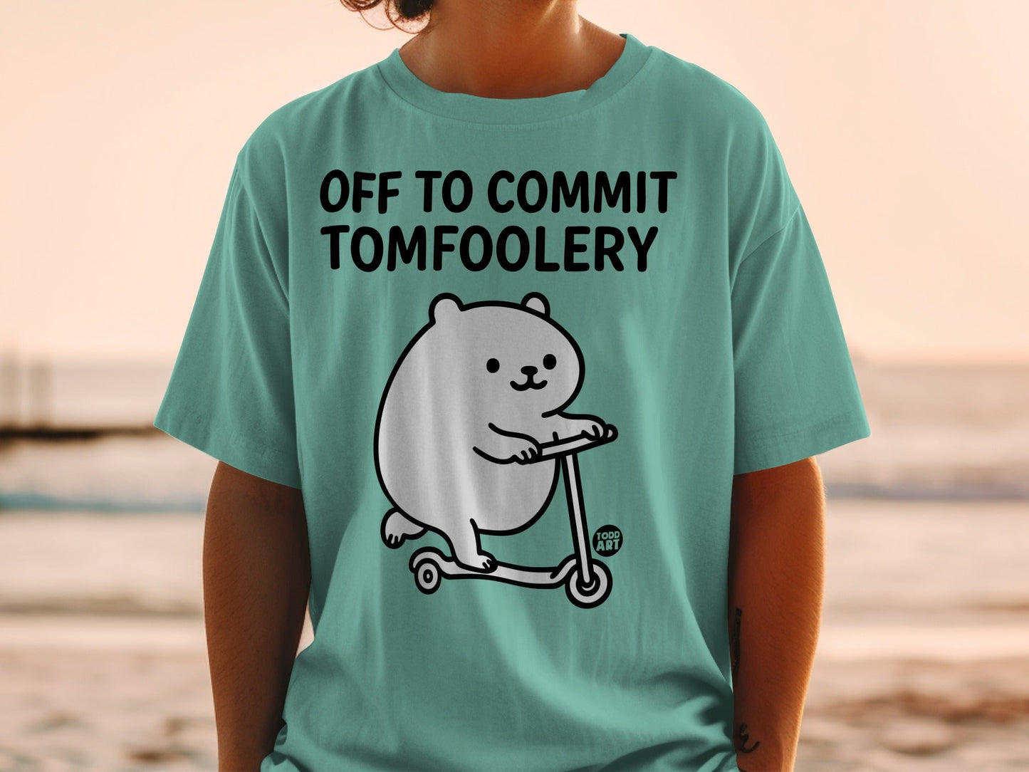 Off to Commit Tomfoolery Bear on Scooter Shirt