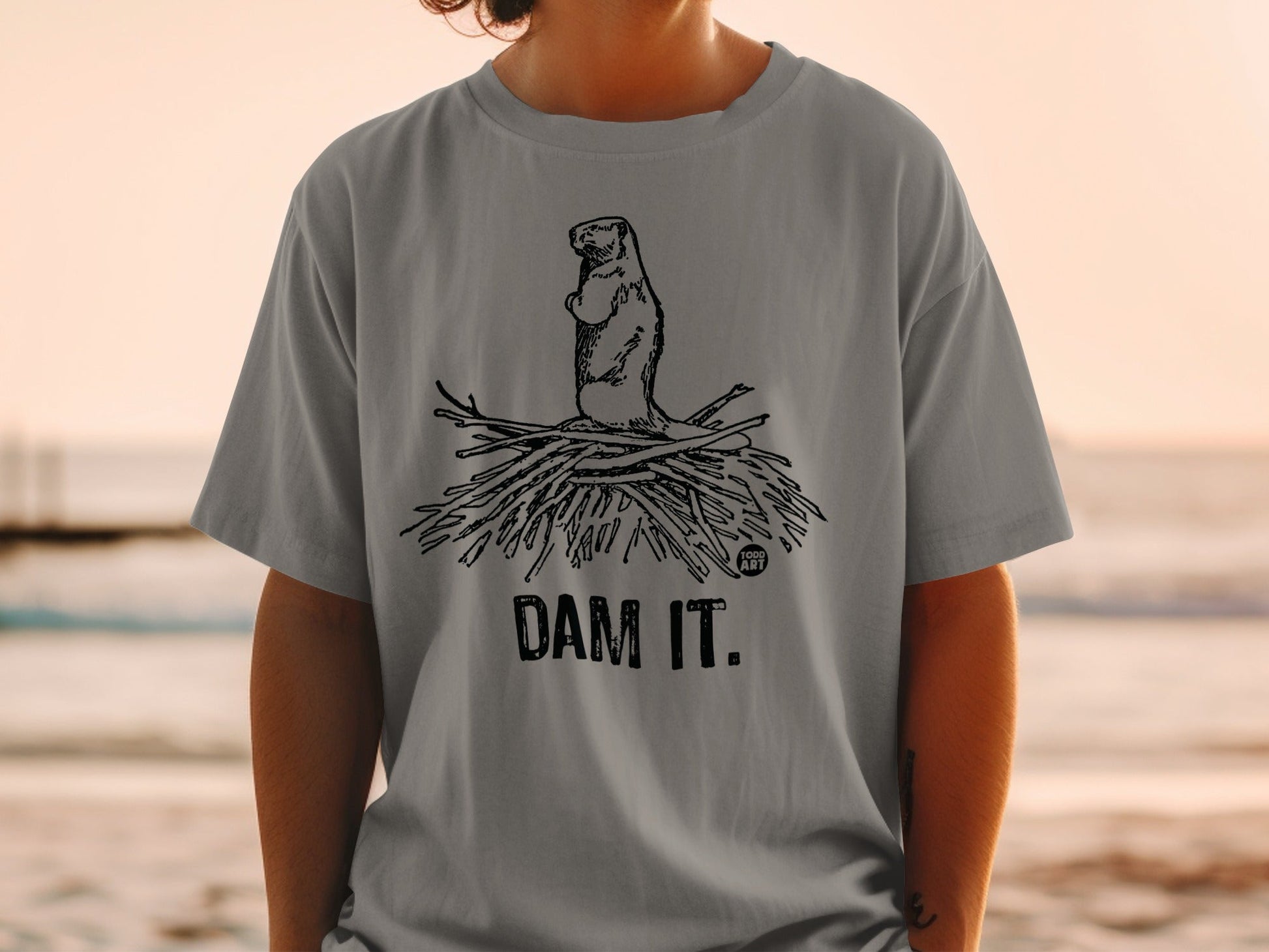 Dam It Beaver Graphic Tee Fun Animal Humor Shirt