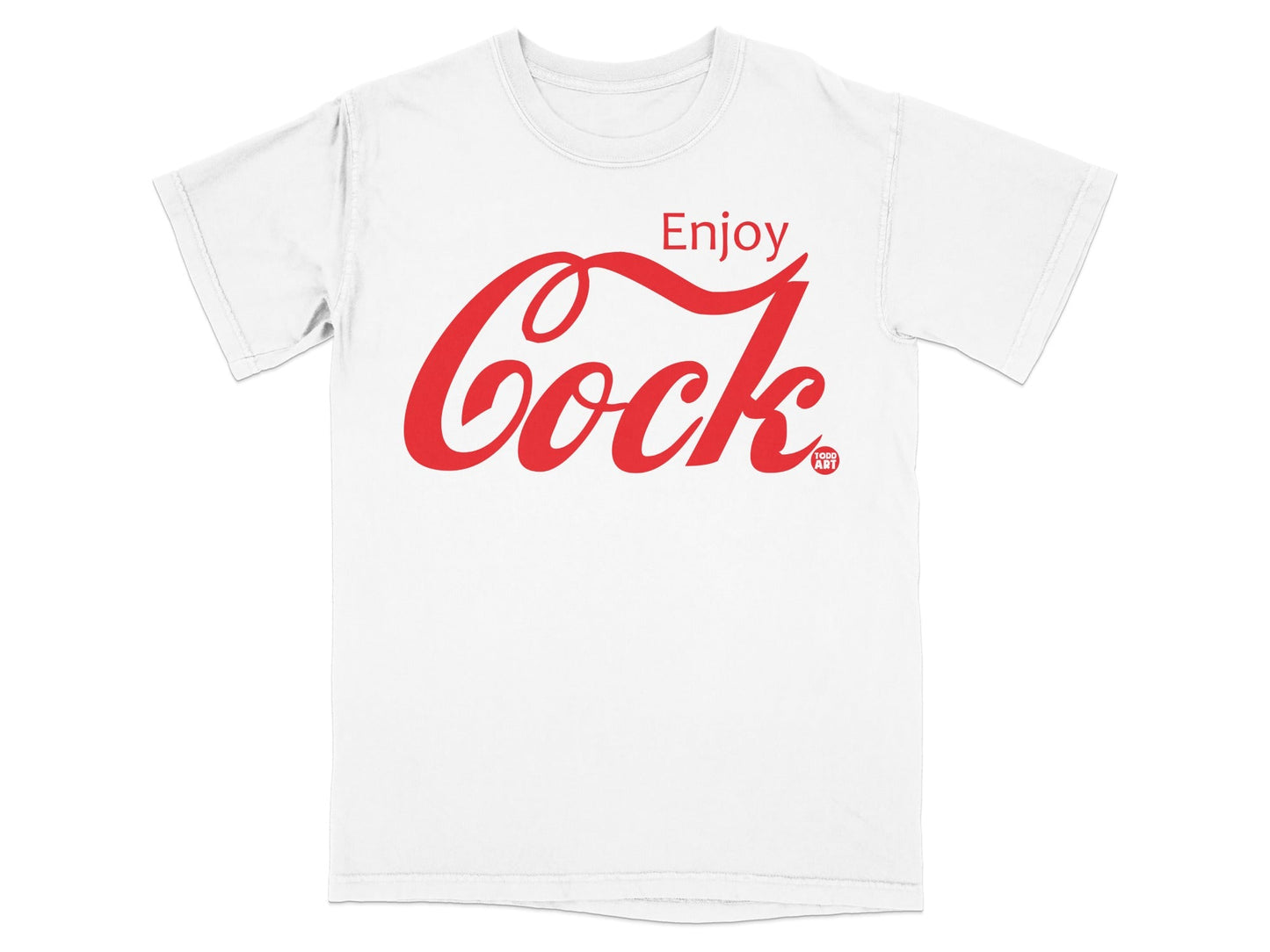 Enjoy Cock Graphic T-Shirt with Bold Red Font