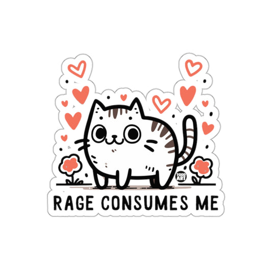 Rage Consumes Me Cute Cat with Hearts Sticker