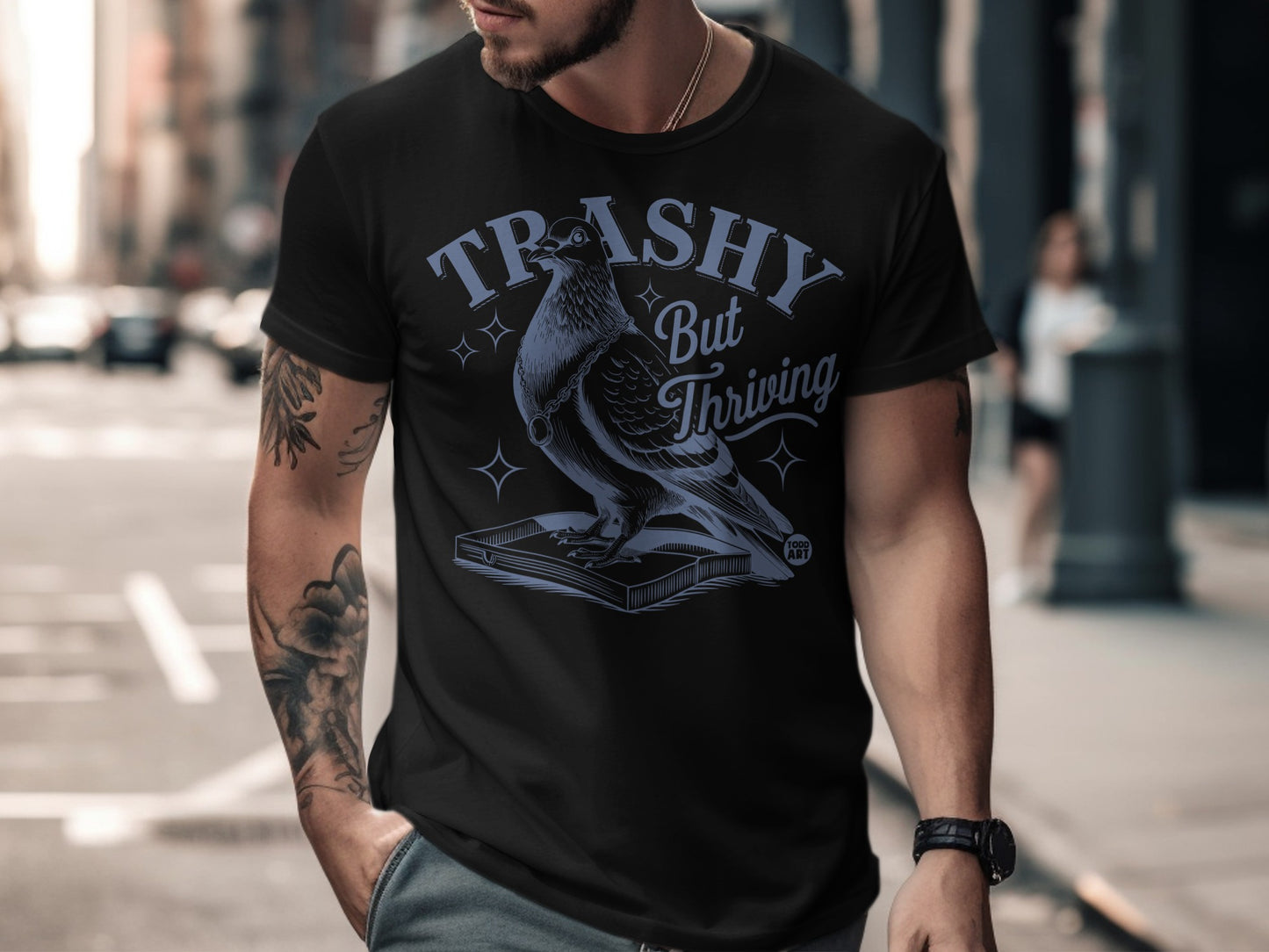 Trashy But Thriving Pigeon Design T-Shirt