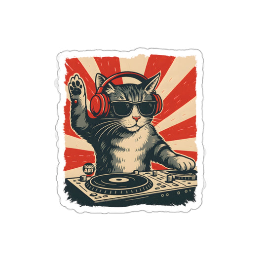 DJ Cat With Headphones and Sunglasses Artwork sticker