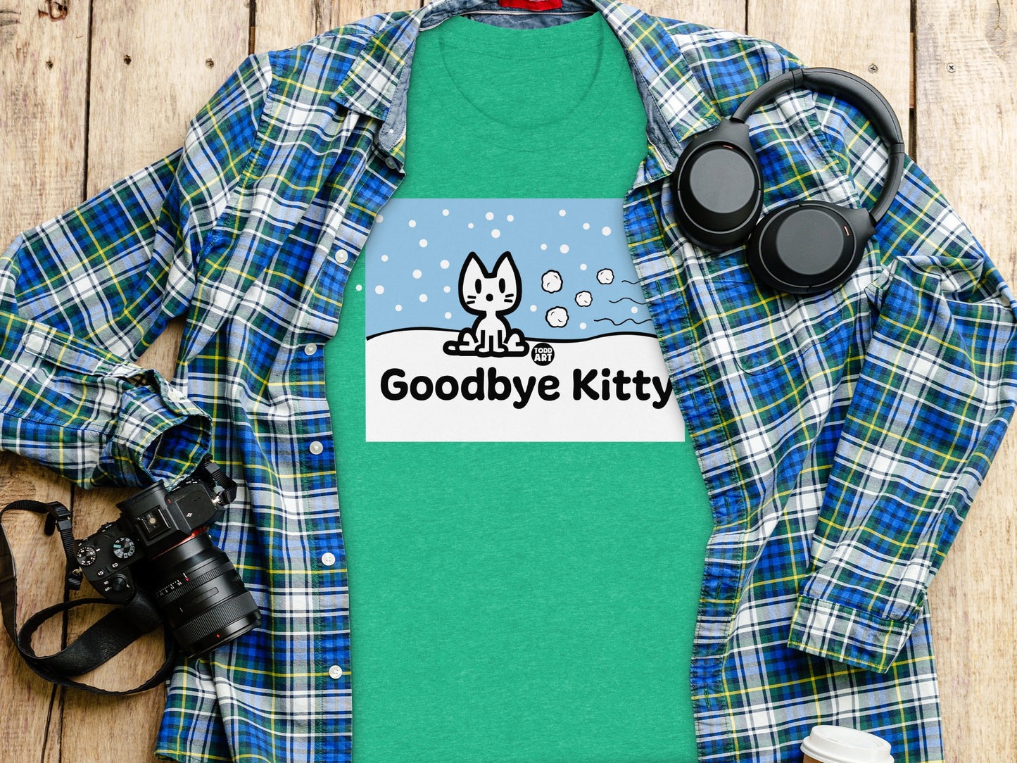 Goodbye Kitty Cute Cartoon Cat Graphic Tee