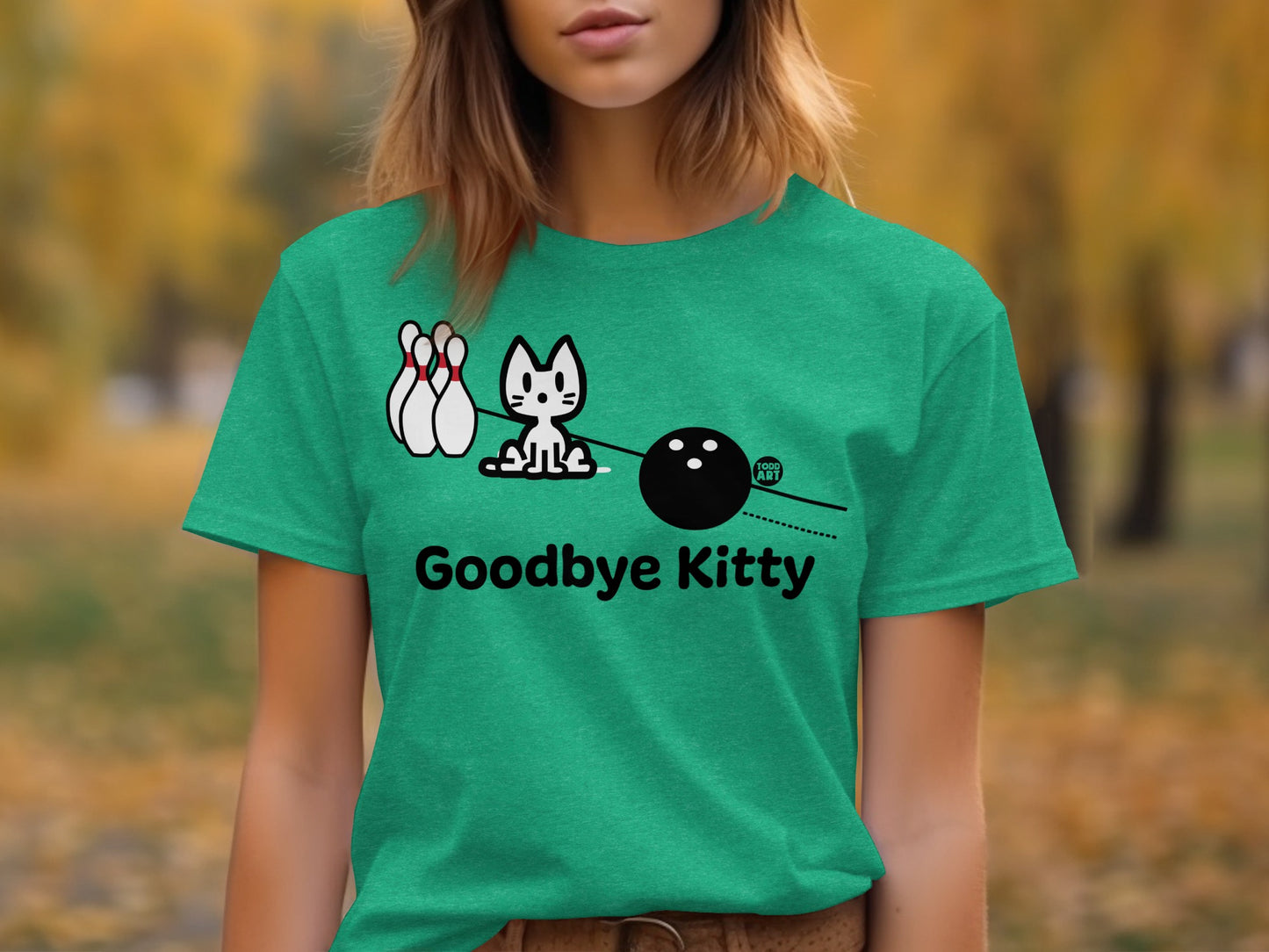 Entertaining Goodbye Kitty Bowling Themed T-Shirt