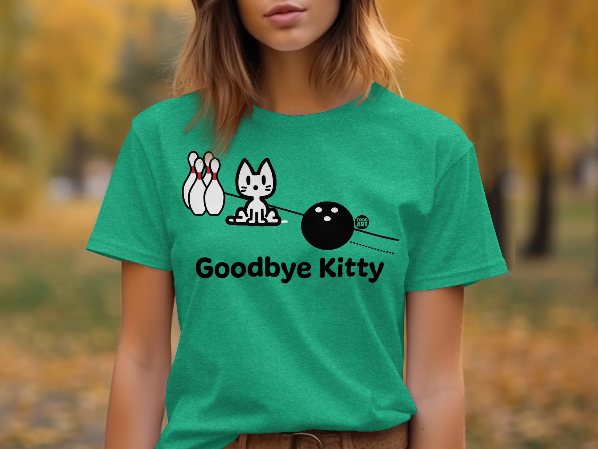 Entertaining Goodbye Kitty Bowling Themed T-Shirt
