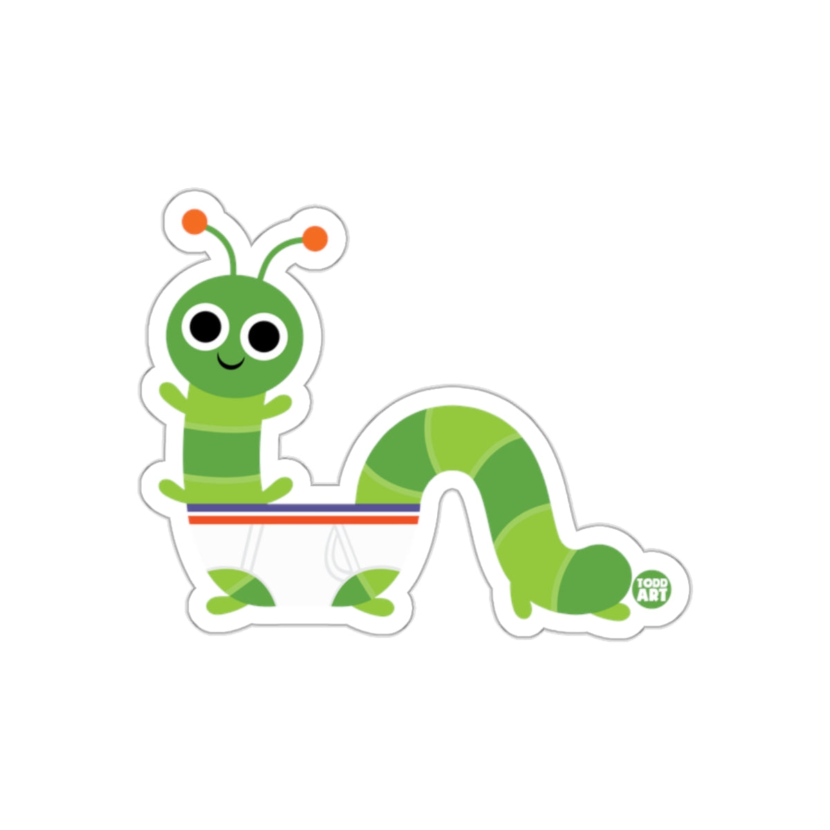 Cute Cartoon Green Caterpillar Sticker for Kids