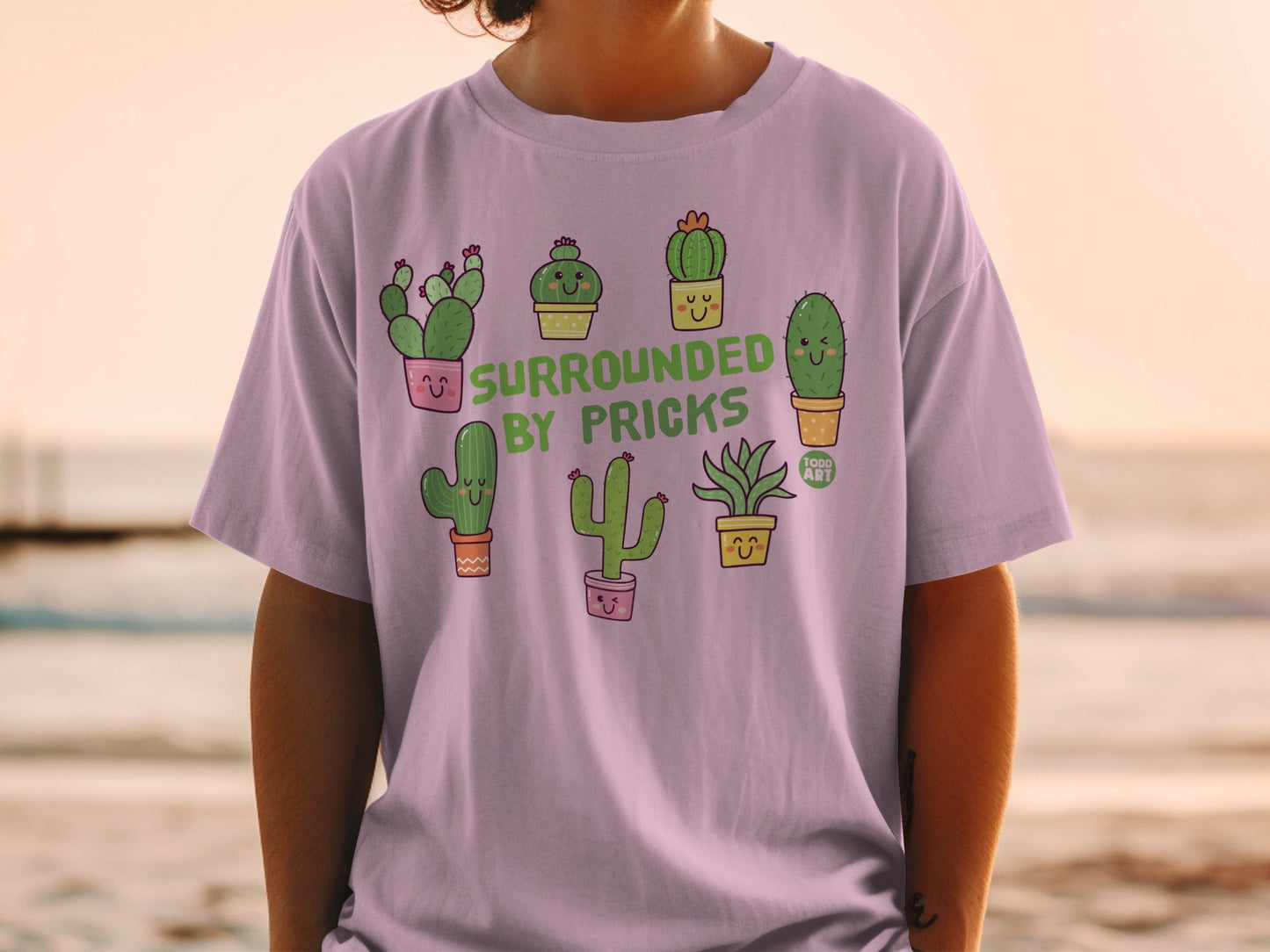 Surrounded by Pricks Cute Cactus Graphic T-shirt