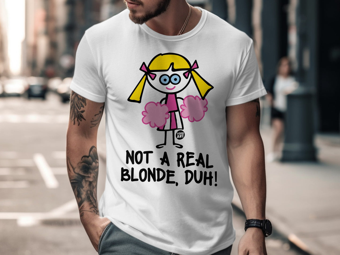 Not a Real Blonde Duh Cartoon Graphic T-shirt