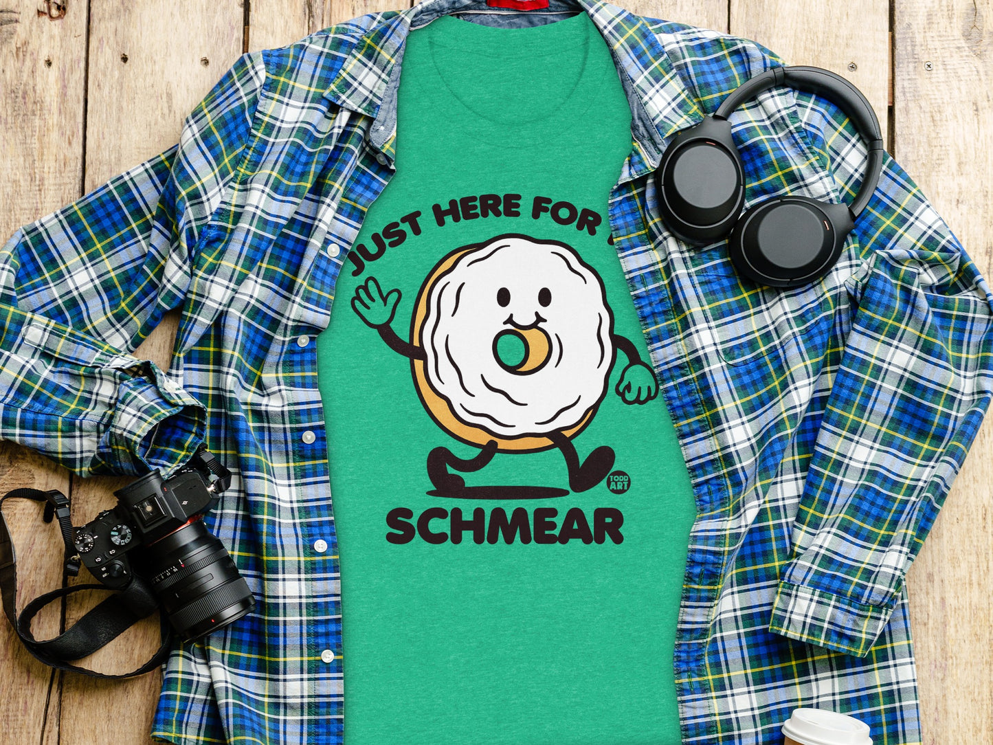 Just Here for Schmear Graphic Tee Fun Trendy Shirt