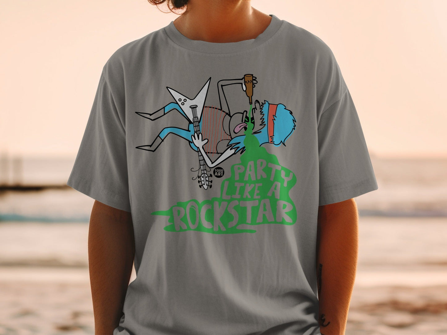 Party like a rockstar graphic T-shirt for casual outings