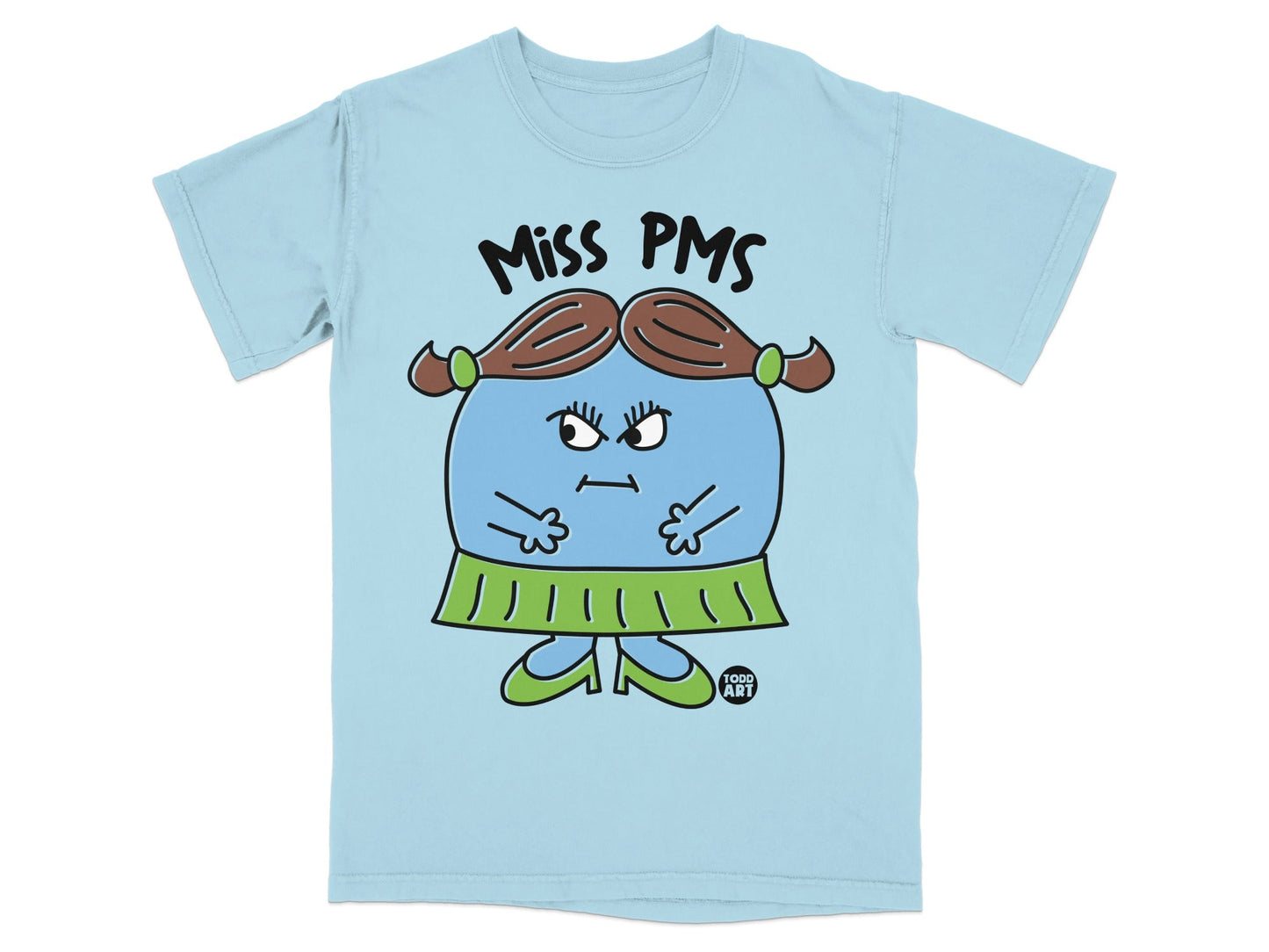 Miss PMS Cartoon Graphic T-Shirt Fun Apparel Tee