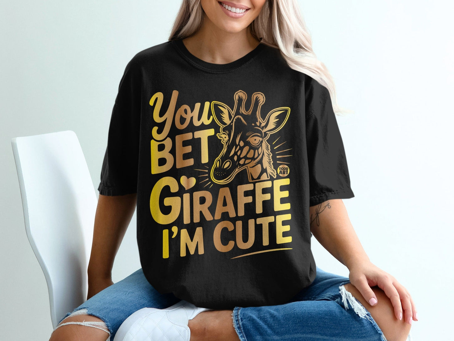 You Bet Giraffe I'm Cute Graphic Shirt Product