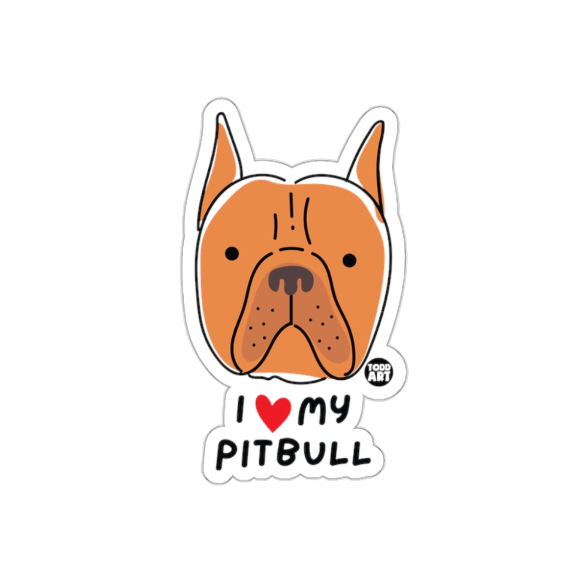 I Love My Pitbull Dog Face Design Sticker