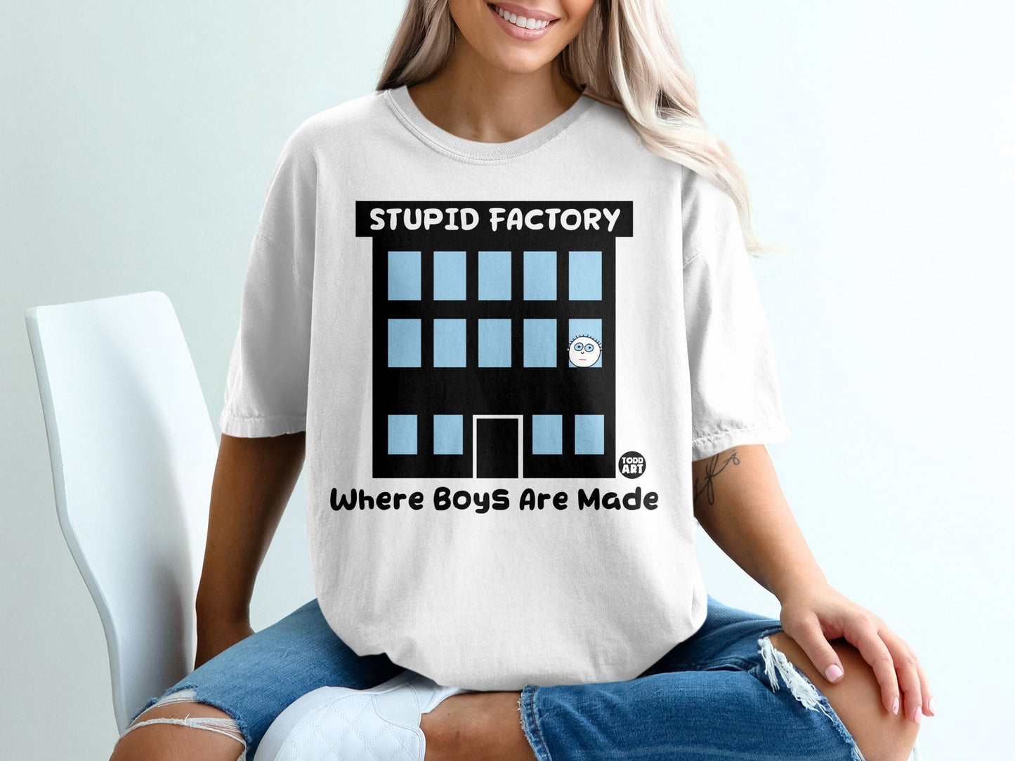 Stupid Factory Where Boys Are Made Graphic T-Shirt