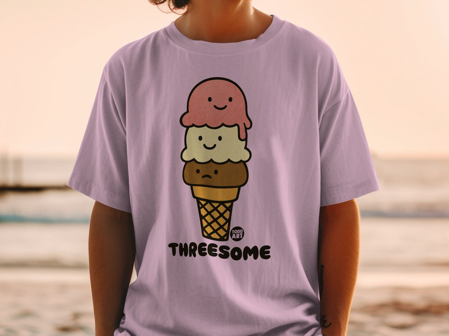 Threesome Ice Cream Cone Graphic Tee Shirt