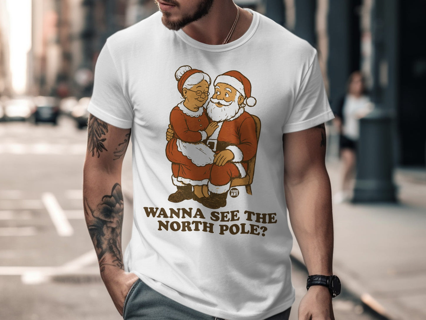 Funny Santa and Mrs Claus North Pole Themed Shirt Product