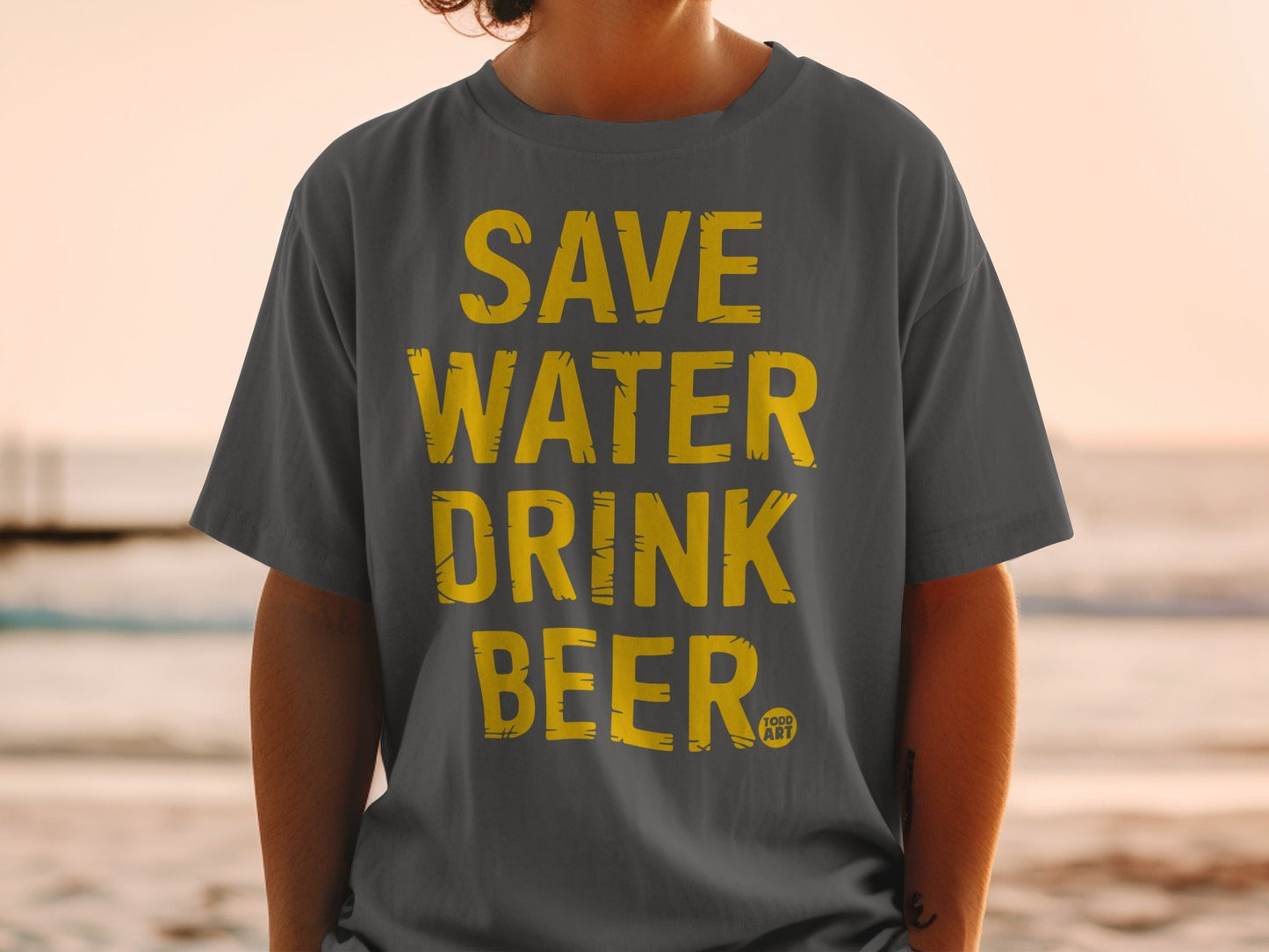 Save Water Drink Beer Quote Graphic Tee Shirt