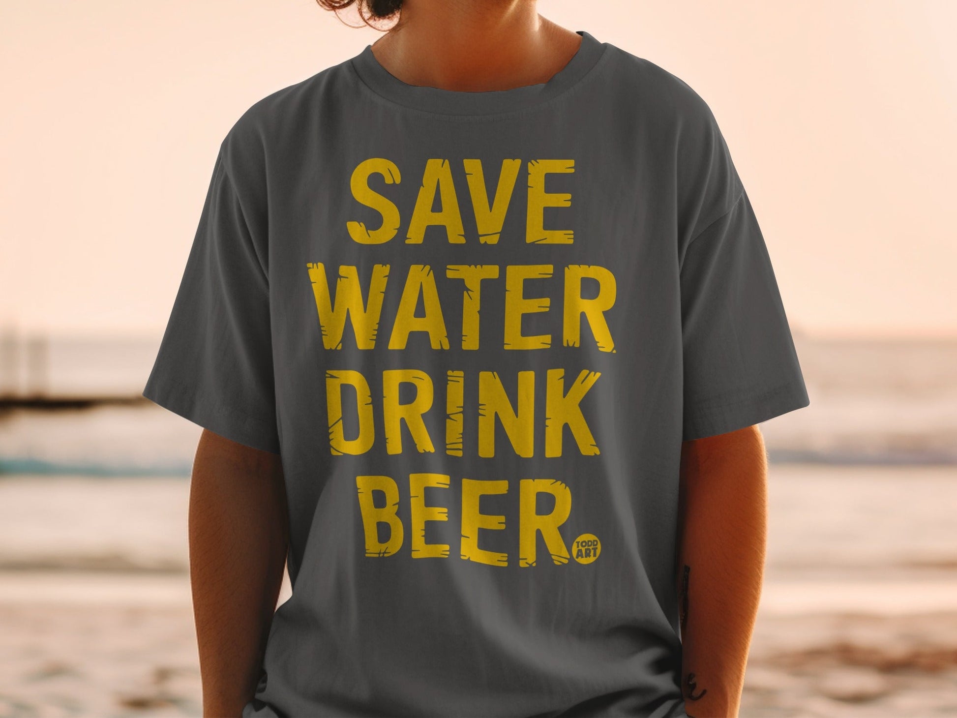 Save Water Drink Beer Quote Graphic Tee Shirt
