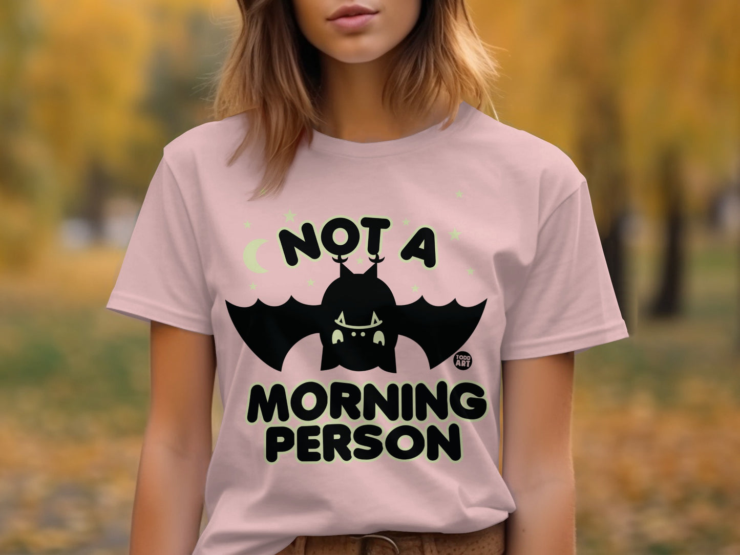 Not A Morning Person with a Bat Graphic T-shirt