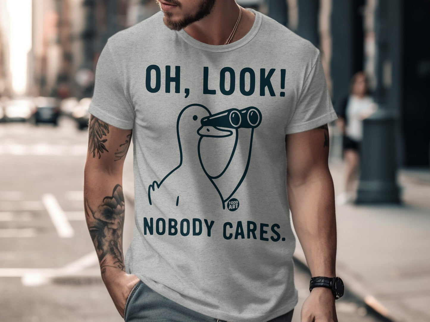 OH LOOK Nobody Cares Funny Graphic T-Shirt