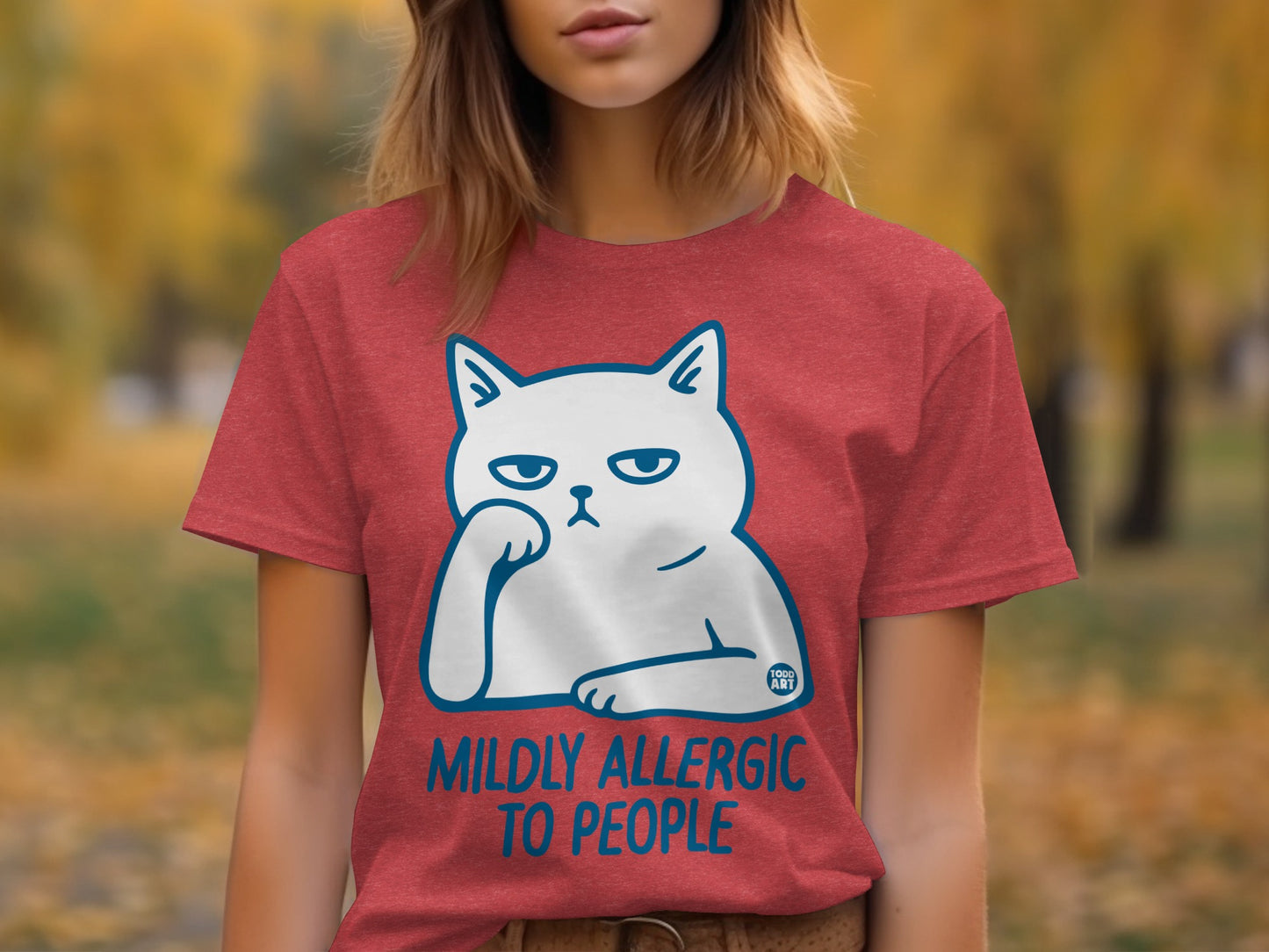 Mildly Allergic to People Cat Graphic T-Shirt
