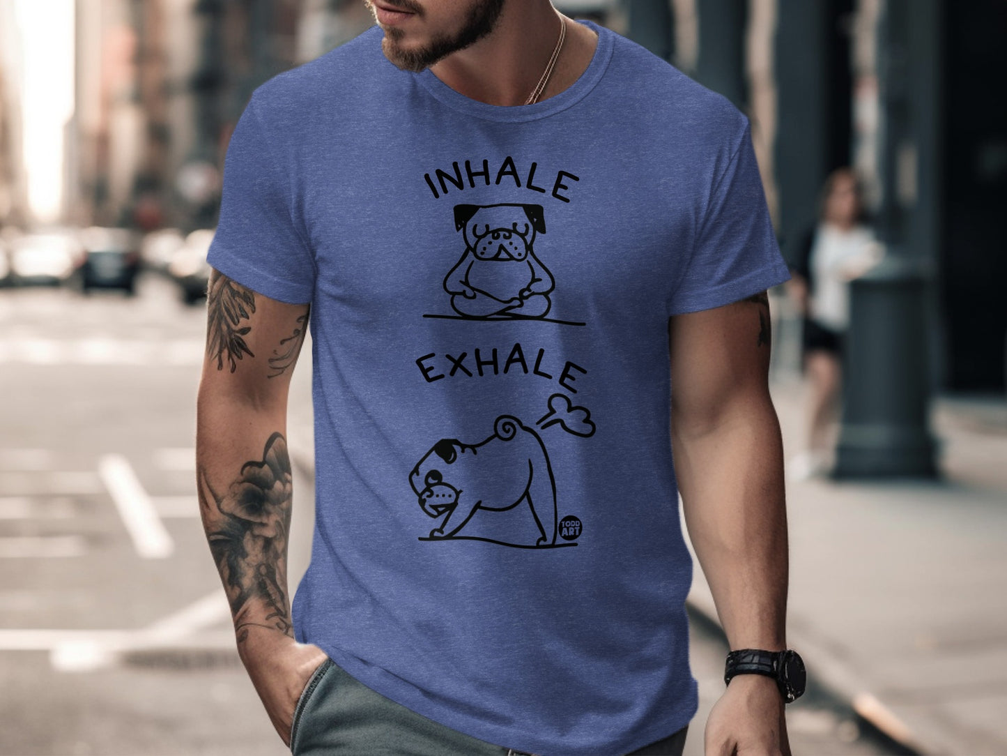Inhale Exhale Pug Yoga Themed Graphic T-Shirt product type