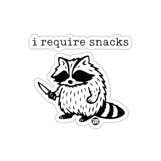 I Require Snacks Raccoon with Knife Funny sticker