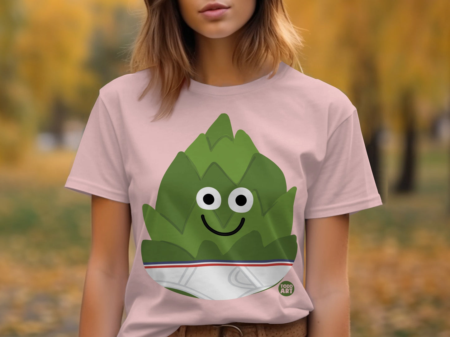 Smiling Artichoke Cartoon Graphic Tee Casual Tshirt