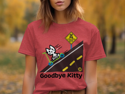 Goodbye Kitty Funny Cat on Scooter Shirt