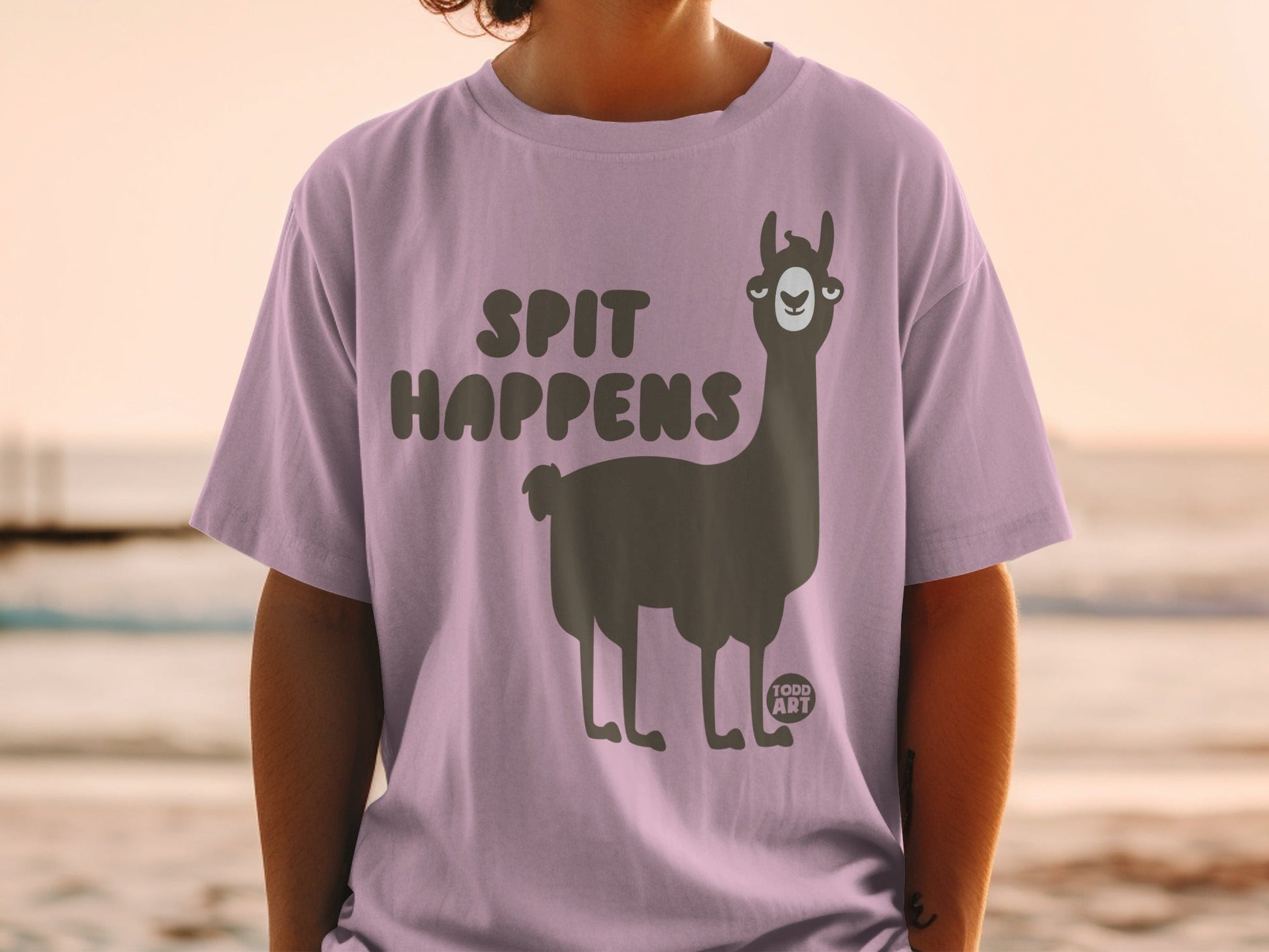 Spit Happens Llama Graphic T-Shirt Casual Tee