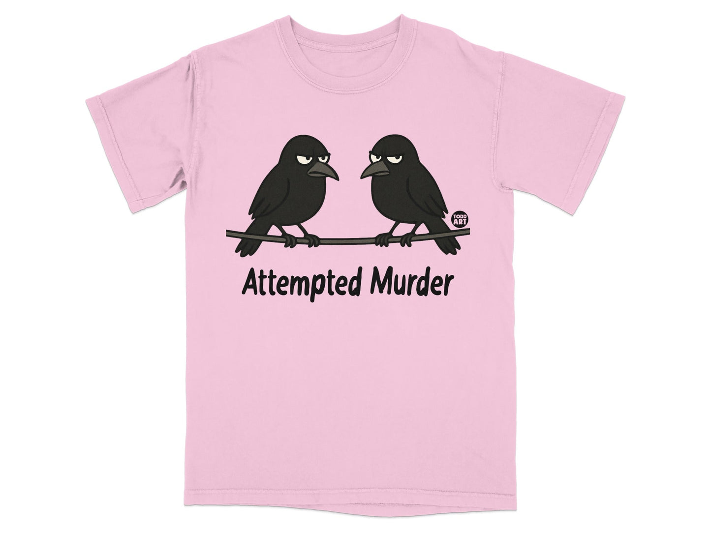 Attempted Murder Crow Cartoon Graphic T-shirt