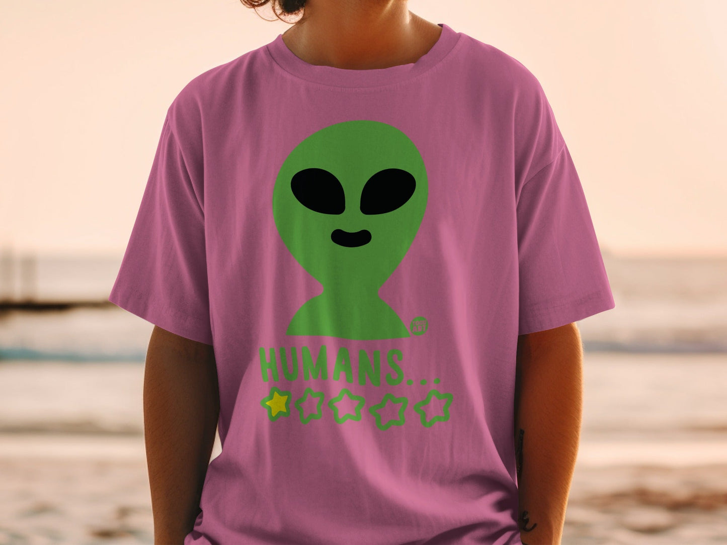 Alien Humans Five Star Rating Graphic T-Shirt