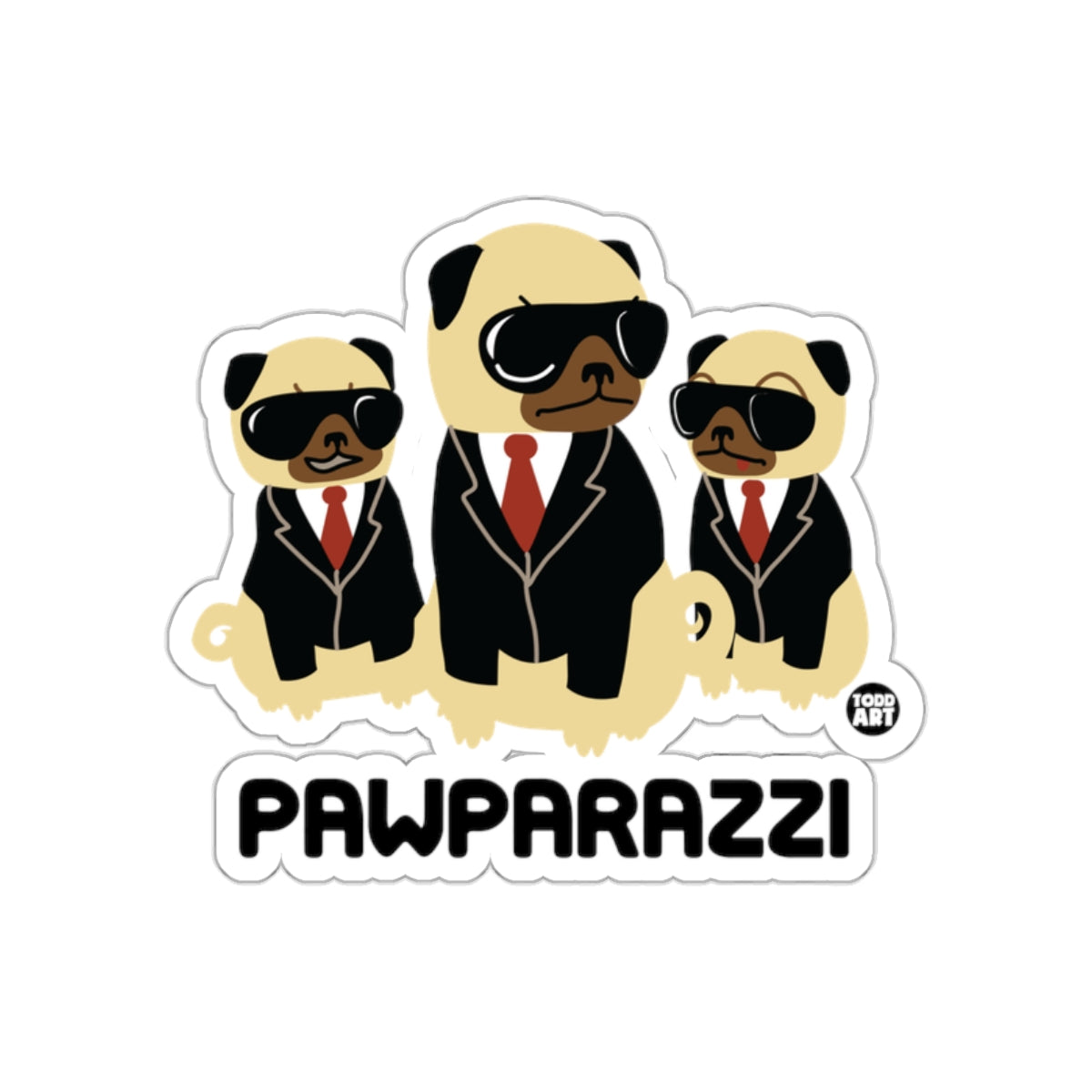 Cool Pug Dogs in Suits Pawparazzi Design Sticker