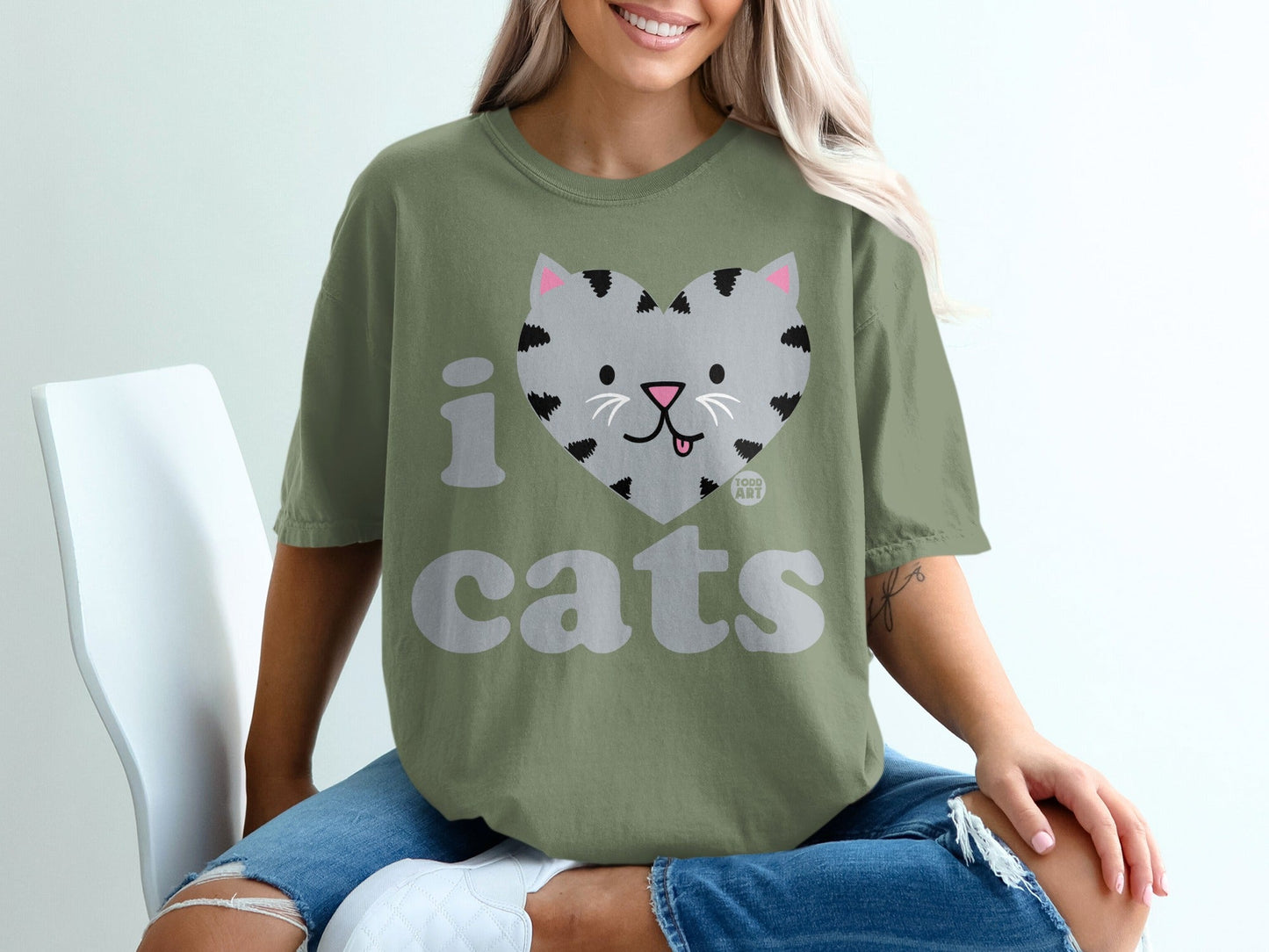 I Love Cats Graphic Tee Cute Cat Face Heart Shirt